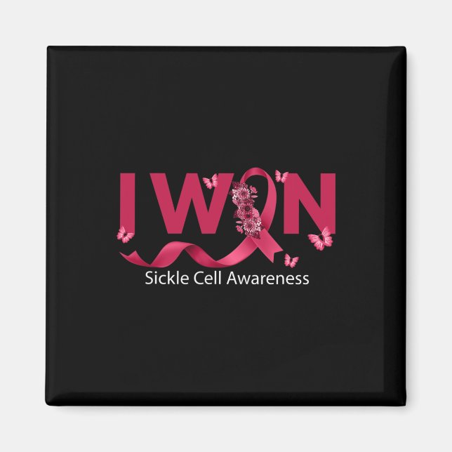Schmetterling I Win Burgundy Ribbon Sickle Cell Aw Magnet (Vorne)