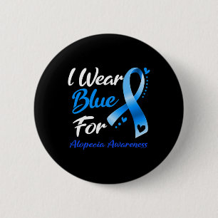 Schmetterling Ich trage Blau für Alopezie Sensibil Button