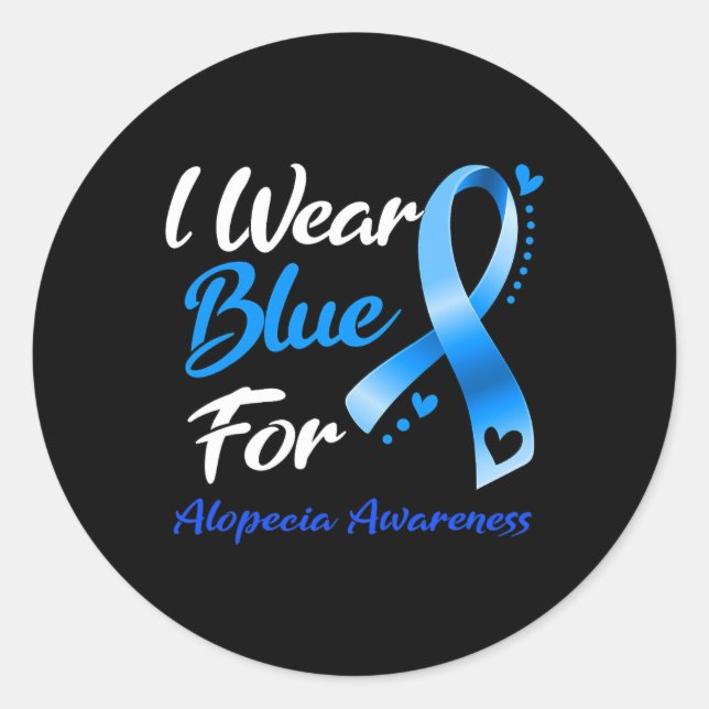 Schmetterling Ich trage Blau für Alopezie Sensibil Runder Aufkleber (Vorderseite)