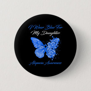Schmetterling Ich trage Blau für die Alopezie mein Button