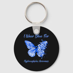 Schmetterling Ich trage Blau für Hydrocephalus Sen Schlüsselanhänger