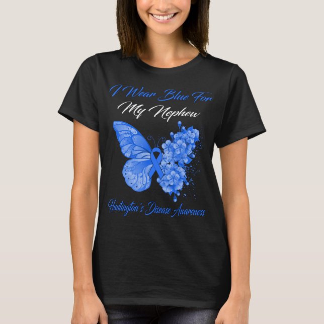 Schmetterling Ich trage Blau für mein Nephew Hunti T-Shirt (Vorderseite)