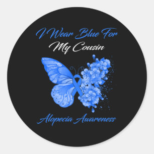 Schmetterling Ich trage Blau für meinen Cousin Alo Runder Aufkleber