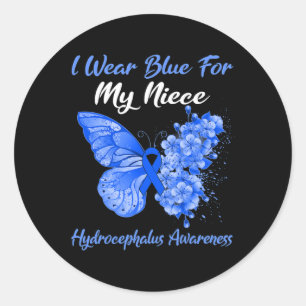 Schmetterling Ich trage Blau für meinen Nichte Hyd Runder Aufkleber