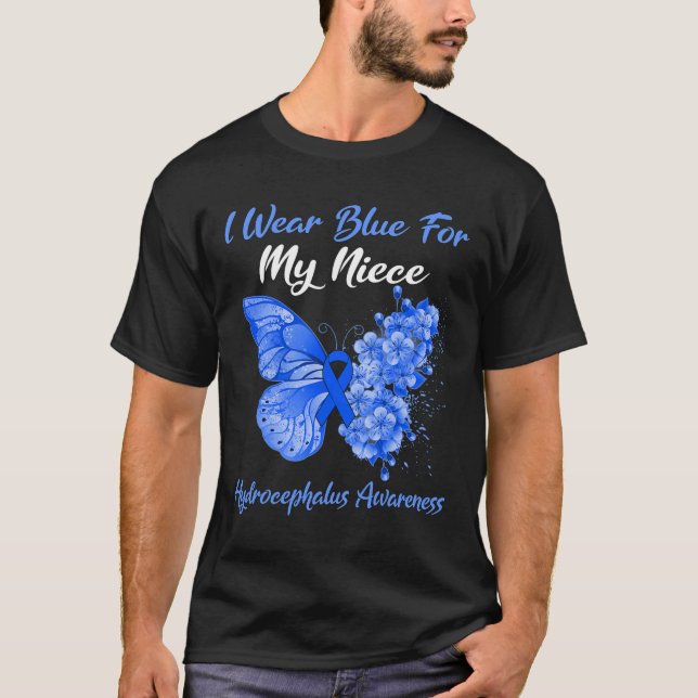 Schmetterling Ich trage Blau für meinen Nichte Hyd T-Shirt (Vorderseite)