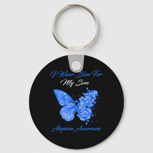 Schmetterling Ich trage Blau für meinen Sohn Alope Schlüsselanhänger