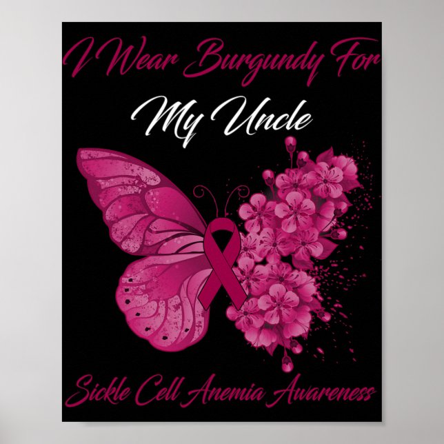 Schmetterling Ich trage Burgund für meine Onkel-Si Poster (Vorne)