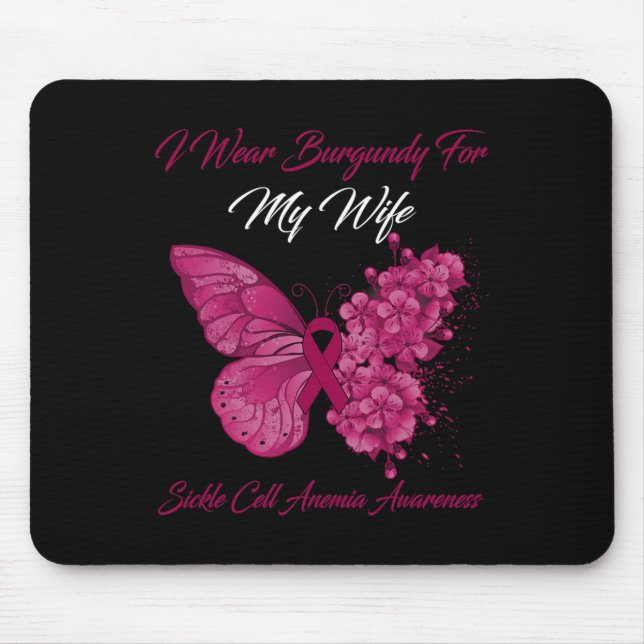 Schmetterling Ich trage Burgundy für meine Ehefrau Mousepad (Vorne)