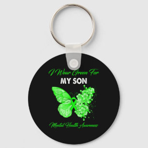 Schmetterling ich trage Grün für mein Sohn Mental Schlüsselanhänger