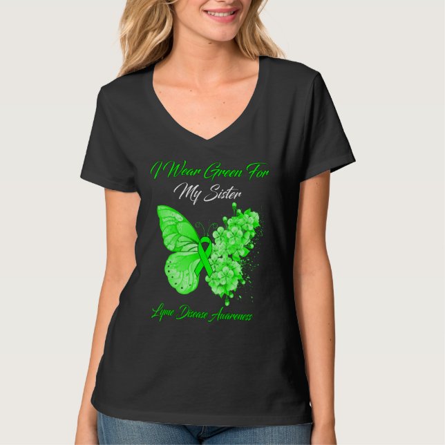 Schmetterling Ich trage Grün für meine Schwester L T-Shirt (Vorderseite)