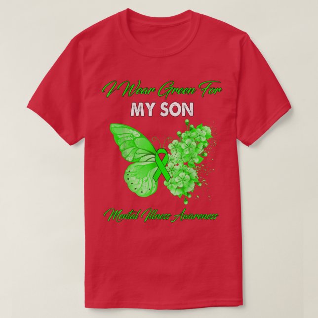 Schmetterling Ich trage Grün für meine Sohn Geiste T-Shirt (Design vorne)