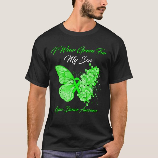 Schmetterling Ich trage Grün für meine Sohn Lyme K T-Shirt (Vorderseite)