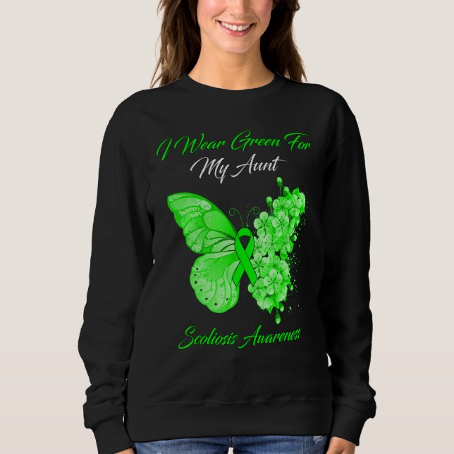 Schmetterling Ich trage Grün für meine Tante Scoli Sweatshirt (Vorderseite)