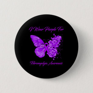 Schmetterling Ich trage Lila für Fibromyalgie Button