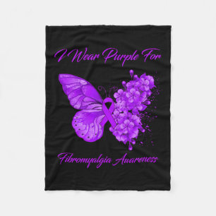 Schmetterling Ich trage Lila für Fibromyalgie Fleecedecke