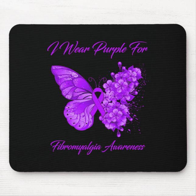 Schmetterling Ich trage Lila für Fibromyalgie Mousepad (Vorne)