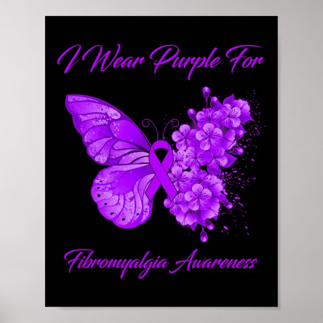 Schmetterling Ich trage Lila für Fibromyalgie Poster (Vorne)
