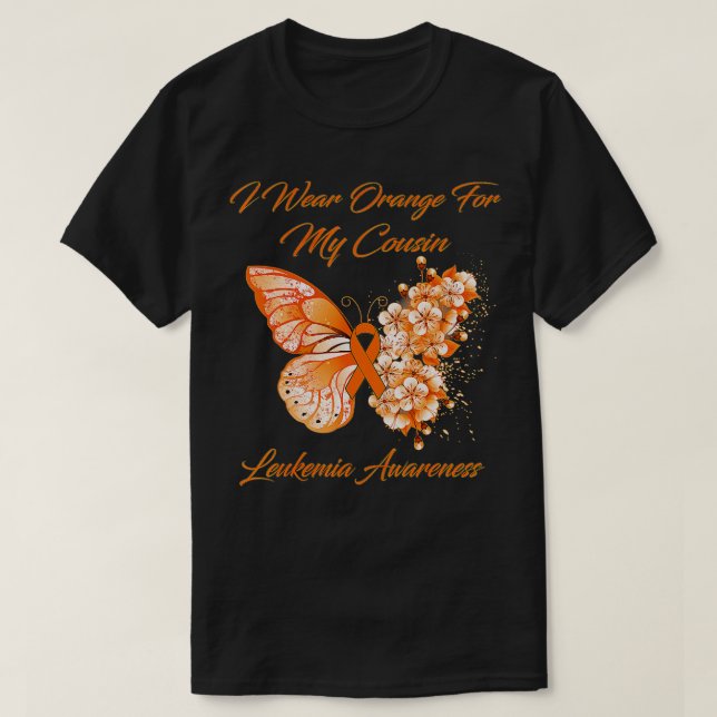 Schmetterling Ich trage Orange für mein Bruder Leu T-Shirt (Design vorne)