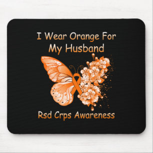Schmetterling Ich trage Orange für mein Ehemännche Mousepad