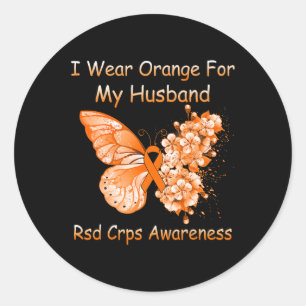 Schmetterling ich trage Orange für meine Handschuh Runder Aufkleber
