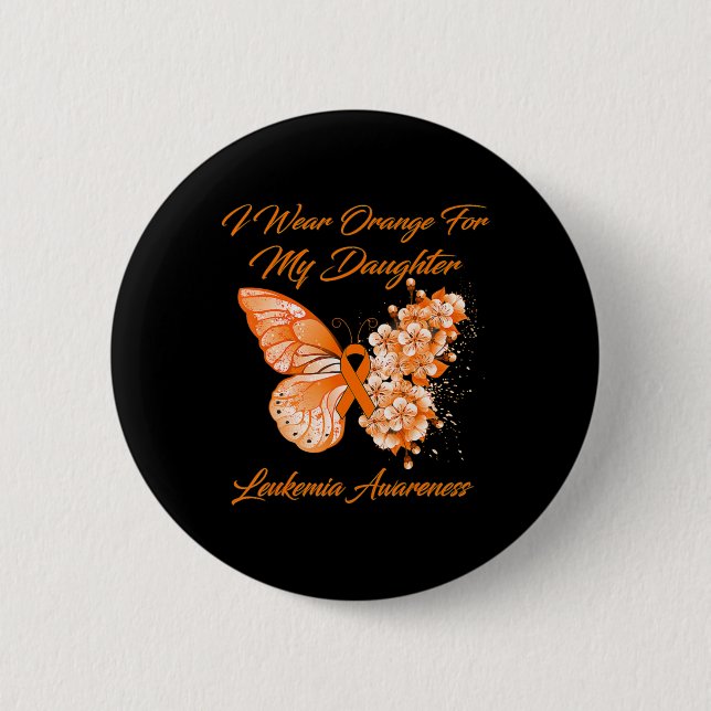 Schmetterling Ich trage Orange für meine Tochter L Button (Vorderseite)