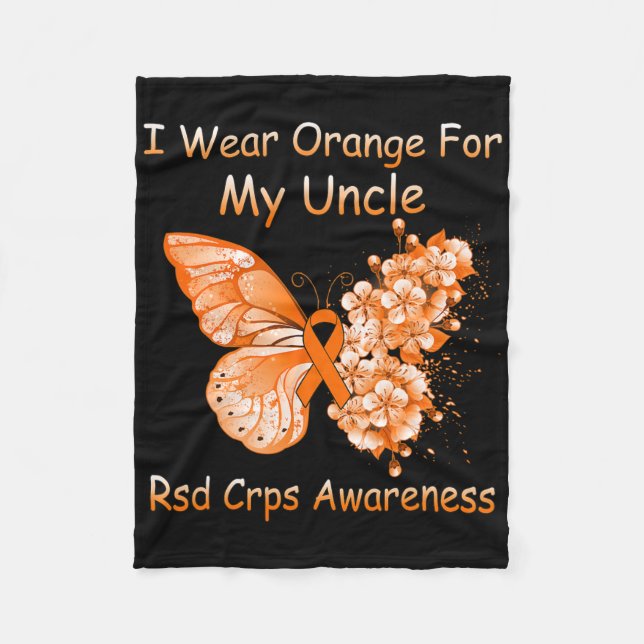 Schmetterling Ich trage Orange für meinen Onkel Rs Fleecedecke (Vorderseite)