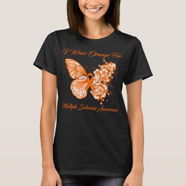 Schmetterling Ich trage Orange für Multiple Sklero T-Shirt (Vorderseite)