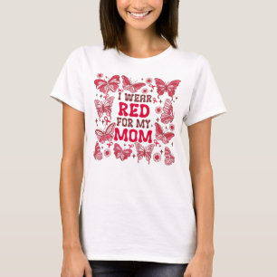 Schmetterling Ich trage Rot für Mama-Blutkrebs T-Shirt
