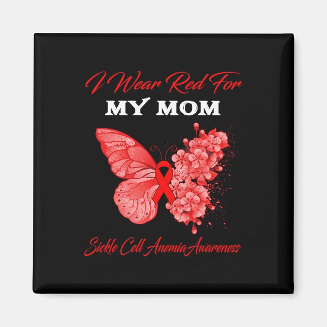 Schmetterling Ich trage Rot für meine Mama Sichelz Magnet (Vorne)
