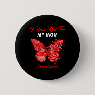 Schmetterling ich trage Rot für meine Mama Stroke Button