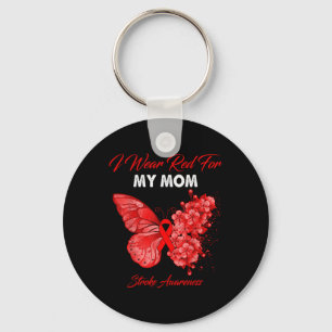Schmetterling ich trage Rot für meine Mama Stroke  Schlüsselanhänger