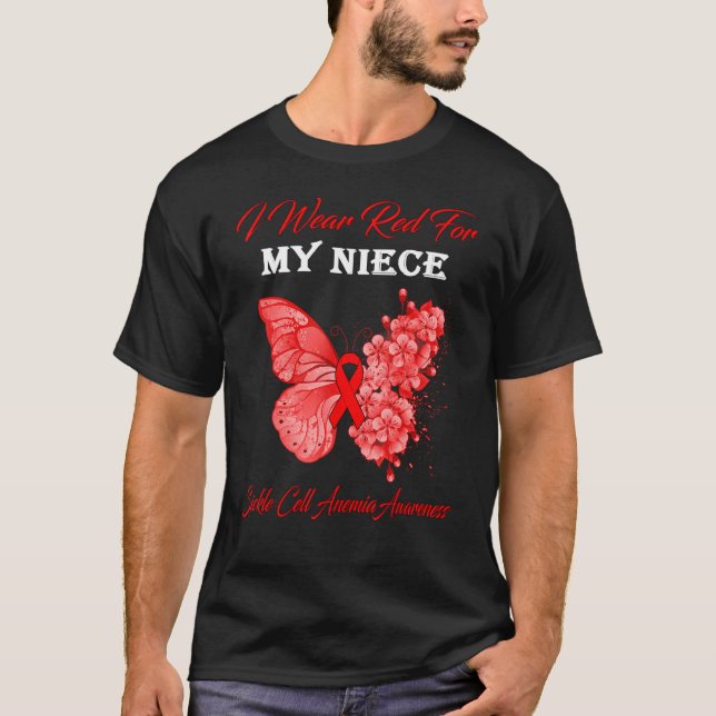 Schmetterling Ich trage Rot für meine Nichte Siche T-Shirt (Vorderseite)
