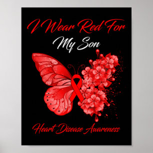 Schmetterling Ich trage Rot für meinen Sohn Herzkr Poster
