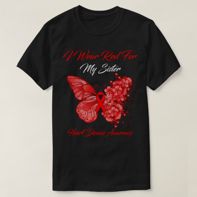Schmetterling Ich trage Rot wegen meiner Schwester T-Shirt (Design vorne)