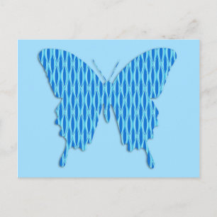 Schmetterling im abstrakten Druck - in Blautönen Postkarte