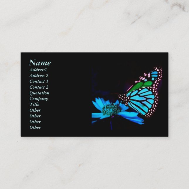 Schmetterling im blauen Licht Visitenkarte (Vorderseite)