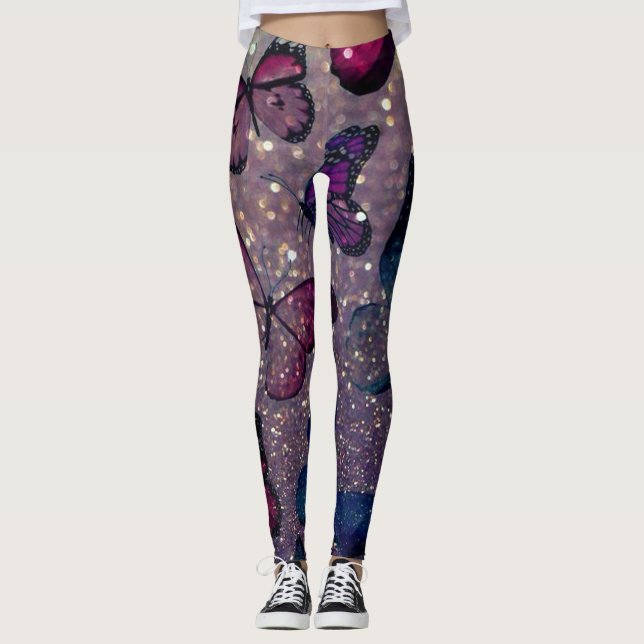 Schmetterling im Glitzer Leggings (Vorderseite)