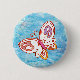 Schmetterling im Himmel-Knopf Button