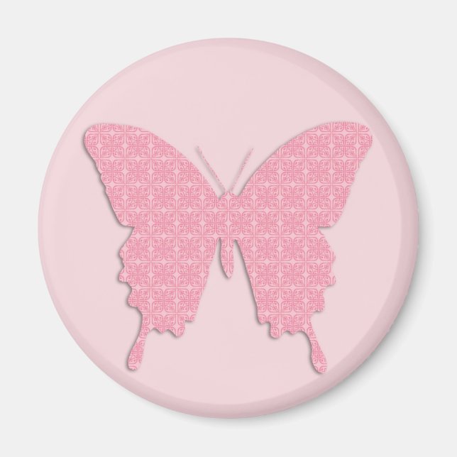 Schmetterling im Hintergrundbild - hellrosa Magnet (Vorne)