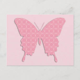 Schmetterling im Hintergrundbild - hellrosa Postkarte