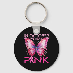 Schmetterling im Oktober tragen wir rosa Brustkreb Schlüsselanhänger