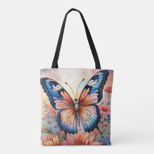 Schmetterling im Regenbogen in einem Blumengarten Tasche