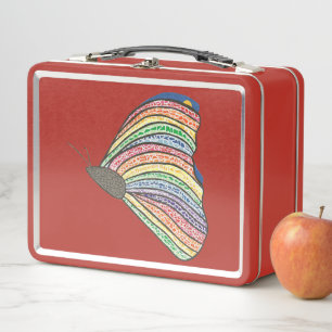 Schmetterling im Regenbogen-Mosaik auf Metall-Lunc Metall Brotdose