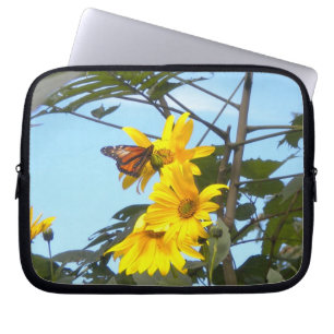 Schmetterling im Sonnenblumen Laptop-Sieb Laptopschutzhülle