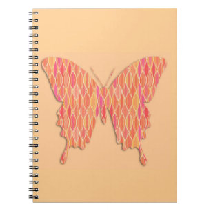 Schmetterling in abstrakten Druckfarben - Orangetö Notizblock