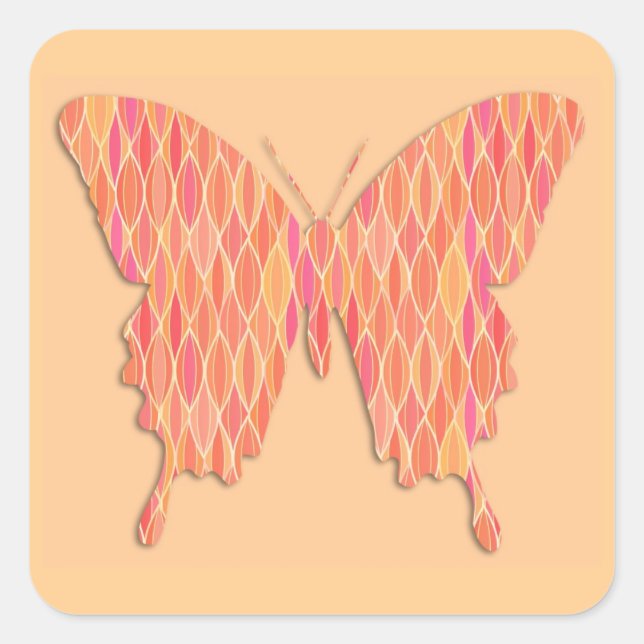 Schmetterling in abstrakten Druckfarben - Orangetö Quadratischer Aufkleber (Vorderseite)