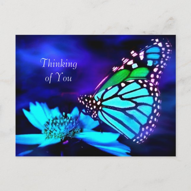 Schmetterling in blauem Licht - Denken Sie an Ihre Postkarte (Vorderseite)