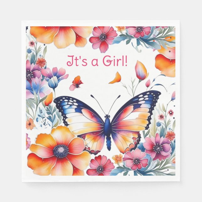 Schmetterling in Blume Mädchendusche Serviette (Vorderseite)