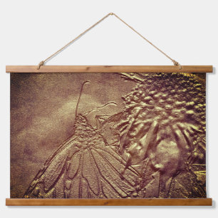 Schmetterling in brauner Natur Wandteppich Mit Holzrahmen