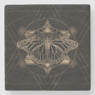 Schmetterling in der heiligen Geometrie - Steinuntersetzer
